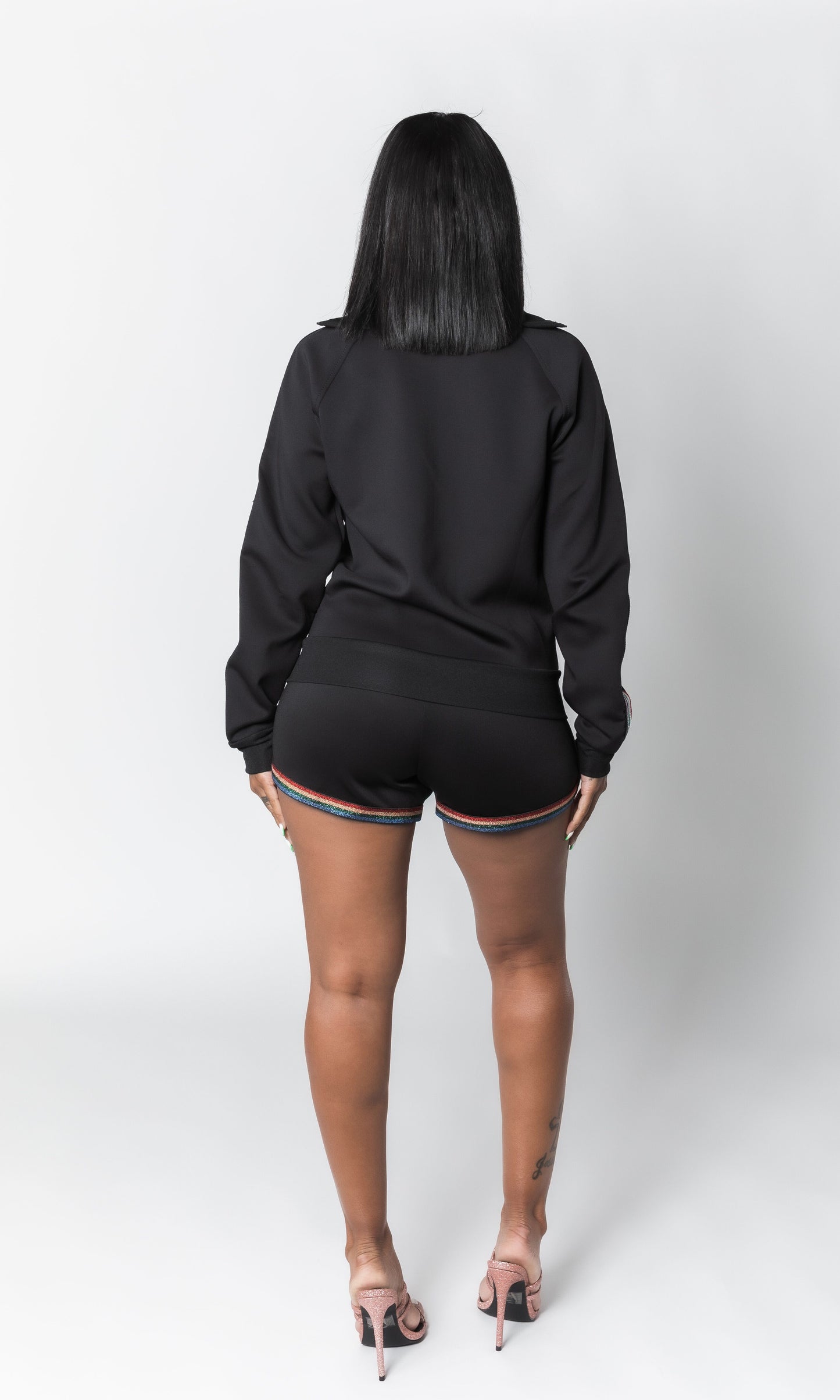 RAINBOW DOPEGIRL SHORT SET (BLACK)