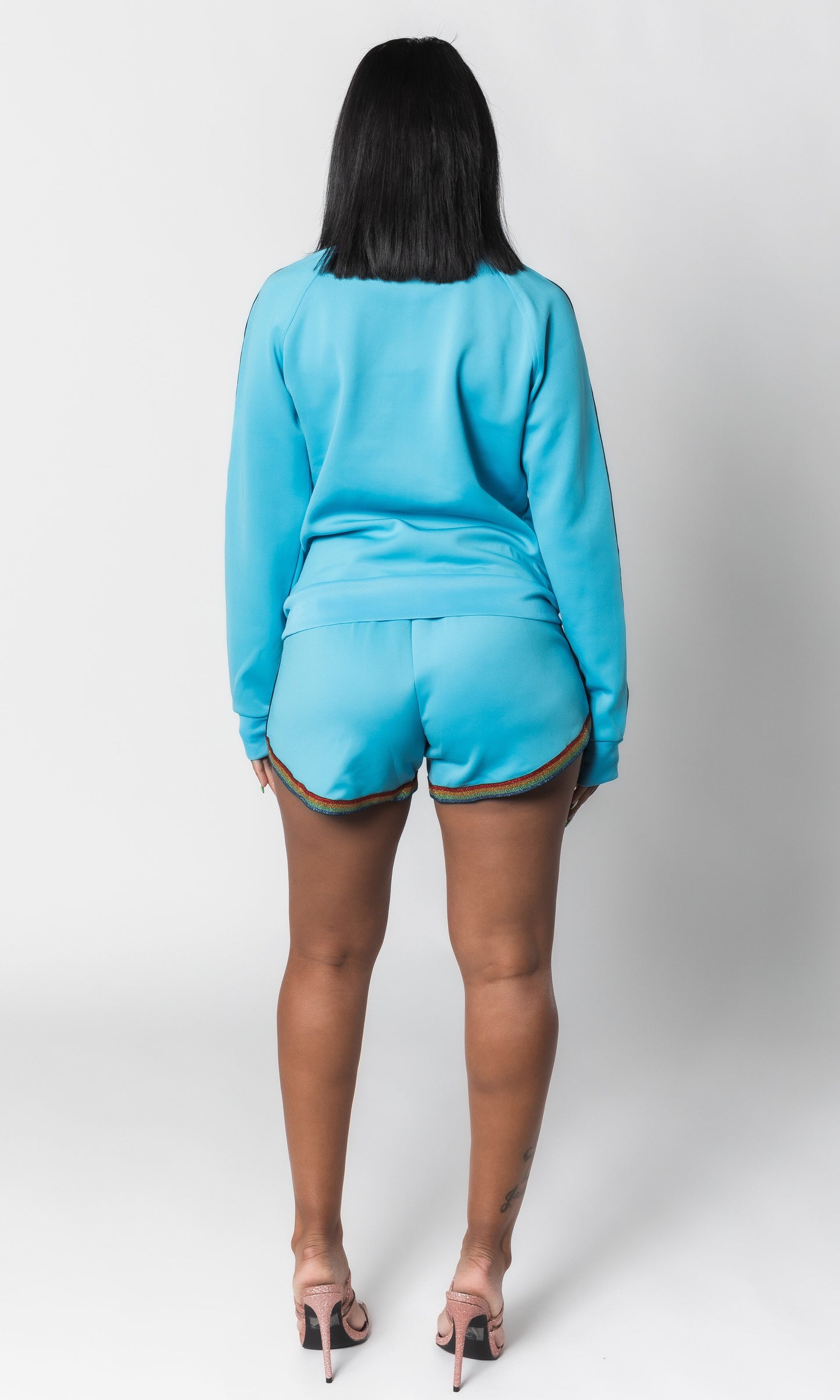 RAINBOW DOPEGIRL SHORT SET (BLUE)