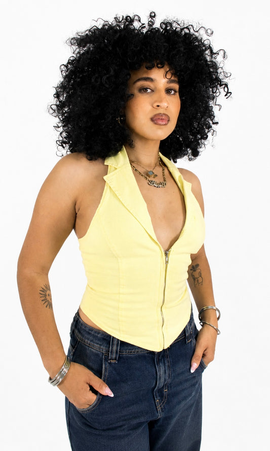 BUTTER ZIP UP HALTER TOP