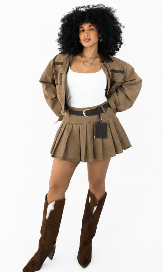 CORE KHAKI SKIRT SET