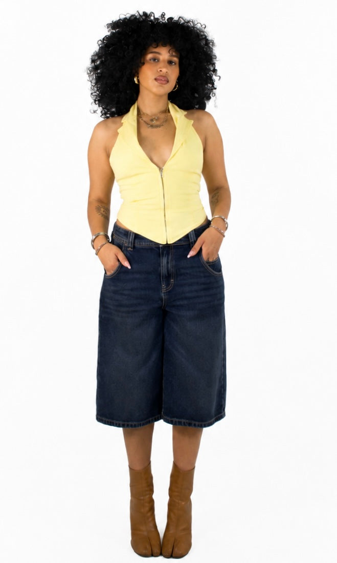 BUTTER ZIP UP HALTER TOP
