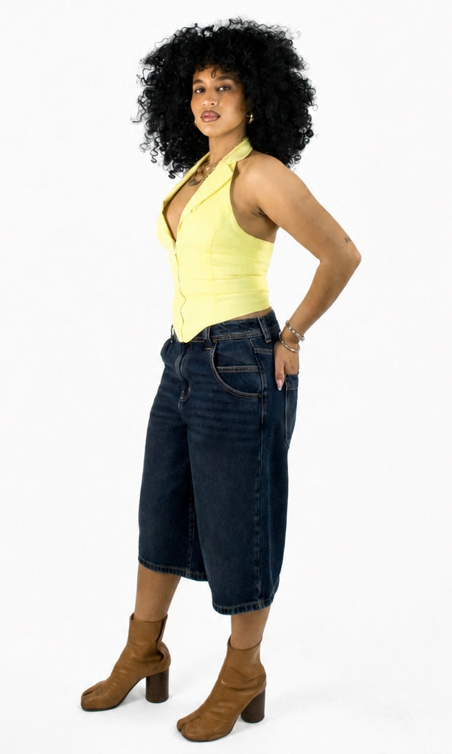 BUTTER ZIP UP HALTER TOP