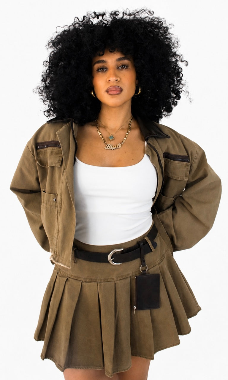 CORE KHAKI SKIRT SET