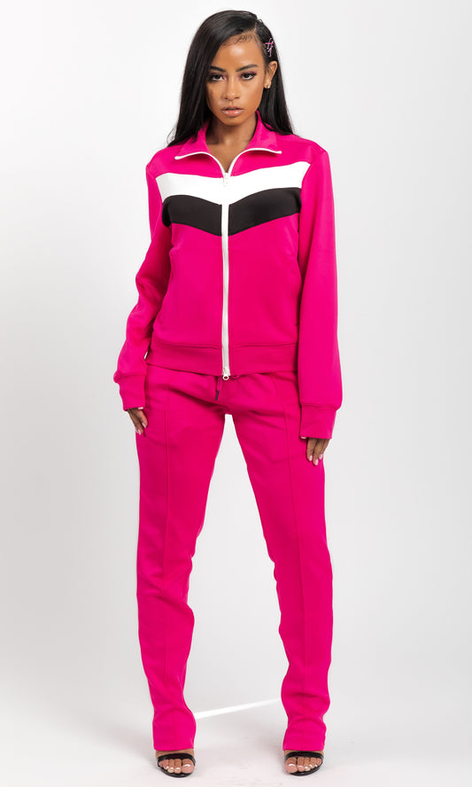 FRONT STRIPE JOGGING SET (PINK)