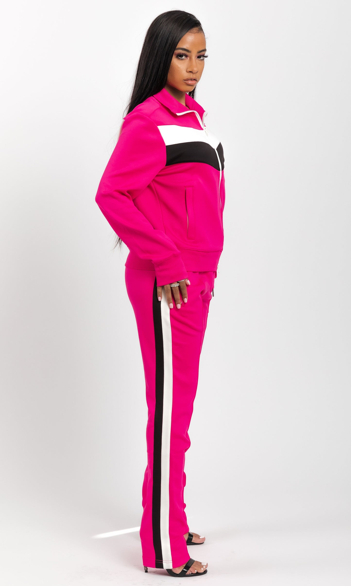 FRONT STRIPE JOGGING SET (PINK)