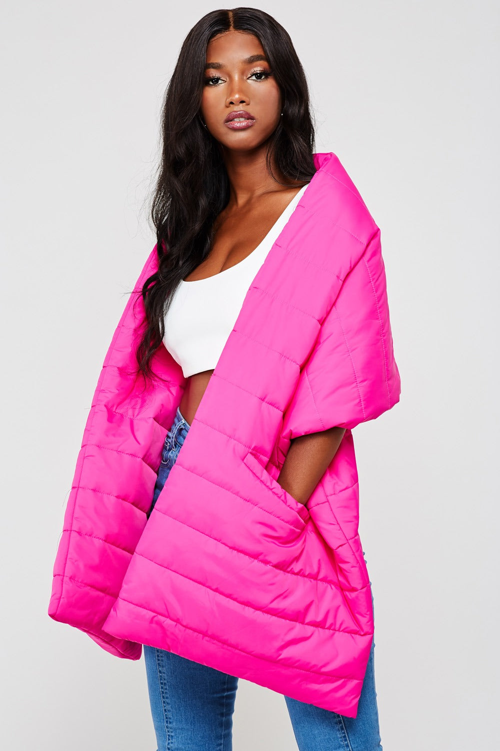 ‘ROUND THE WAY PUFFY SCARF (PINK)