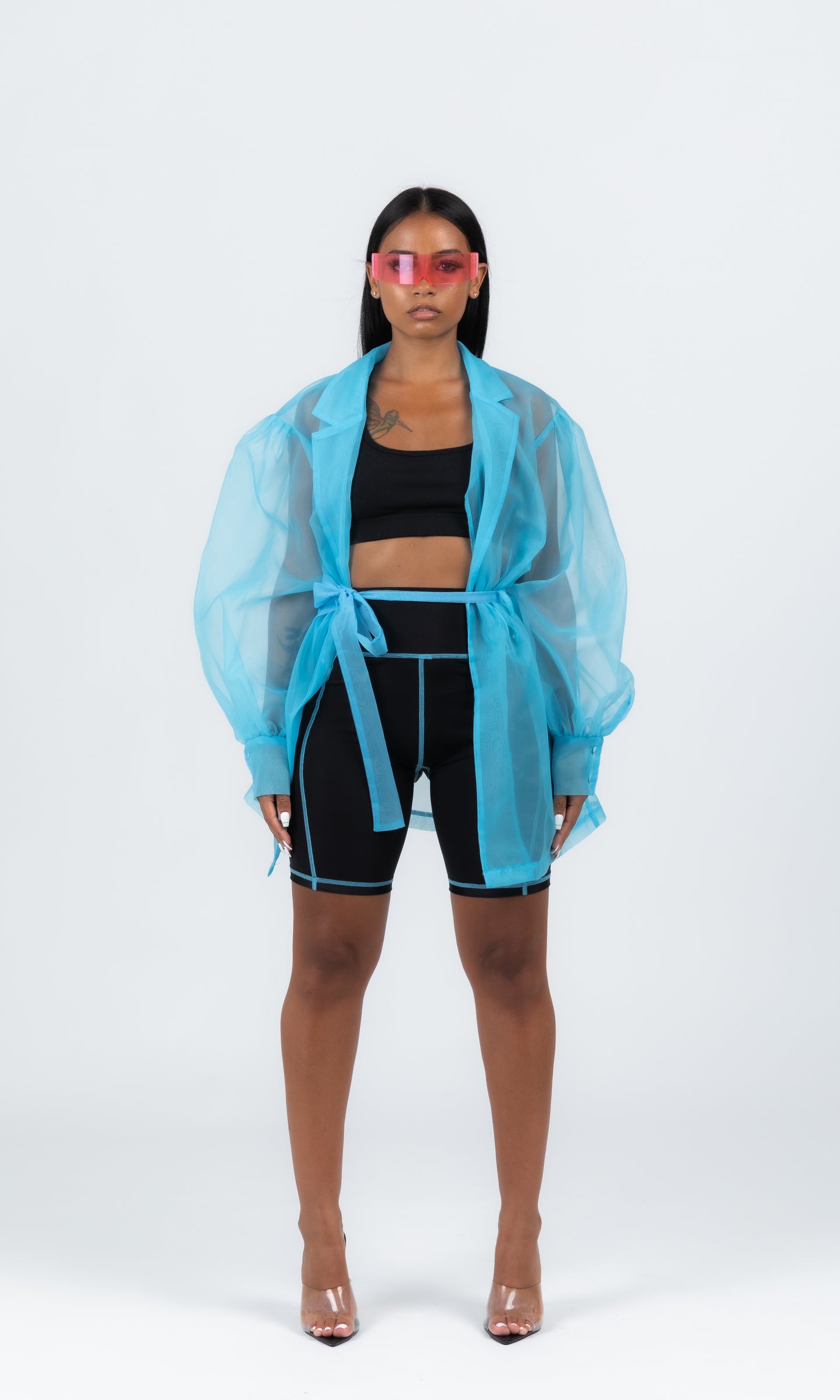 NEON BLUE SO SHEER BLAZER