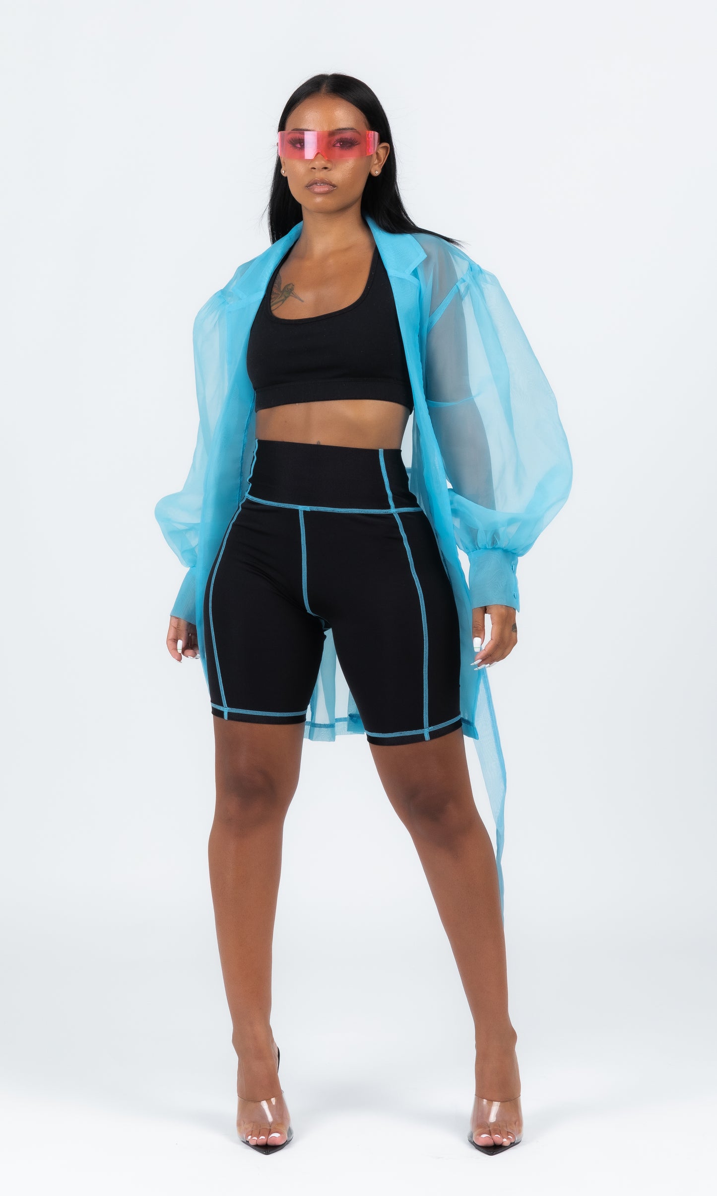 NEON BLUE SO SHEER BLAZER