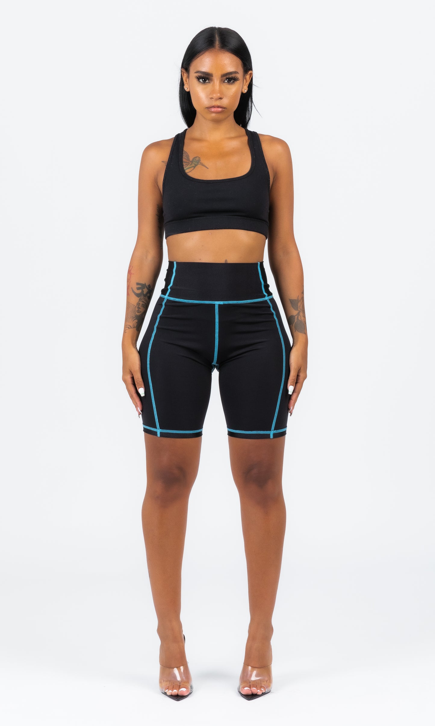 BLUE SCUBA STICHED BIKER SHORTS
