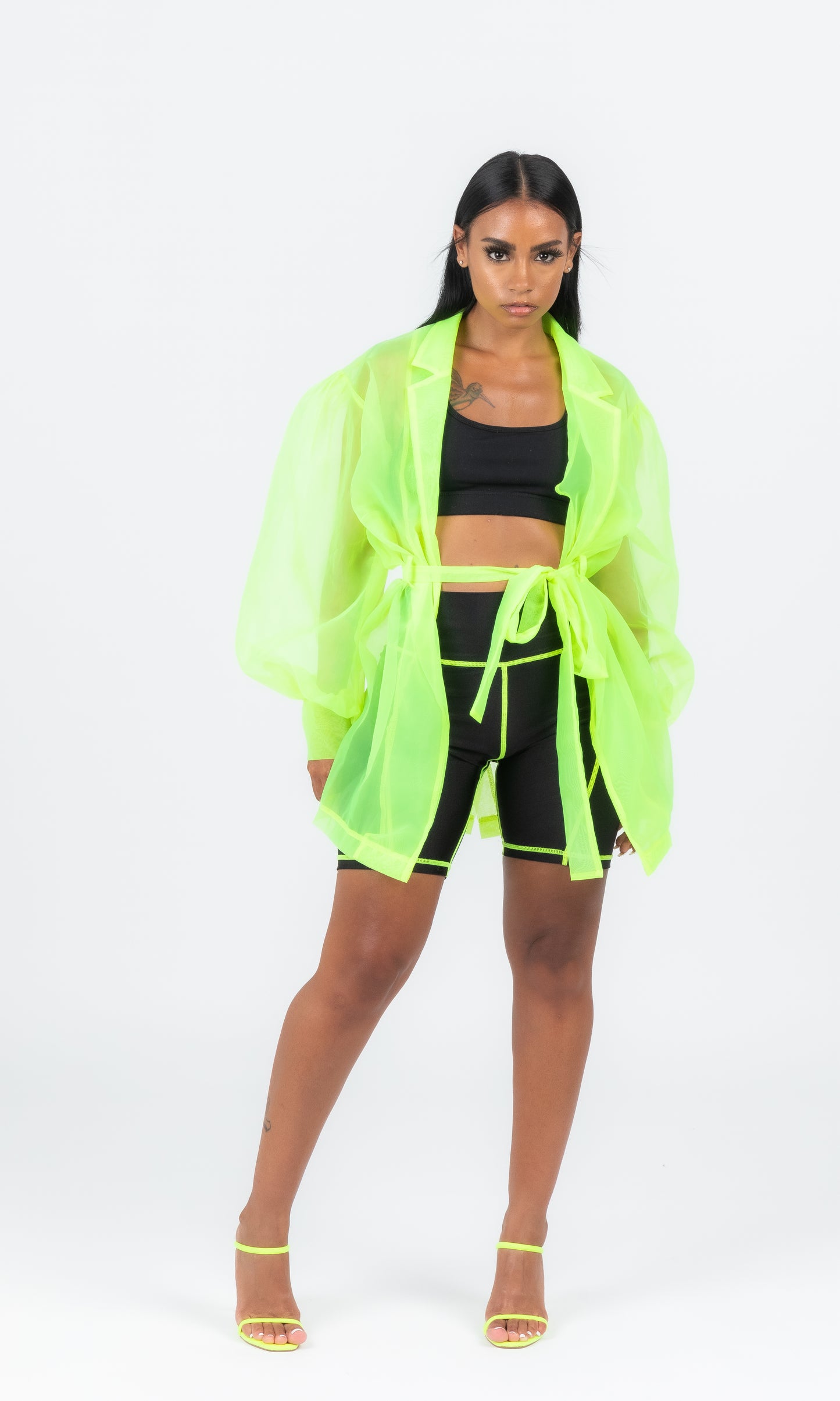 NEON GREEN SO SHEER BLAZER