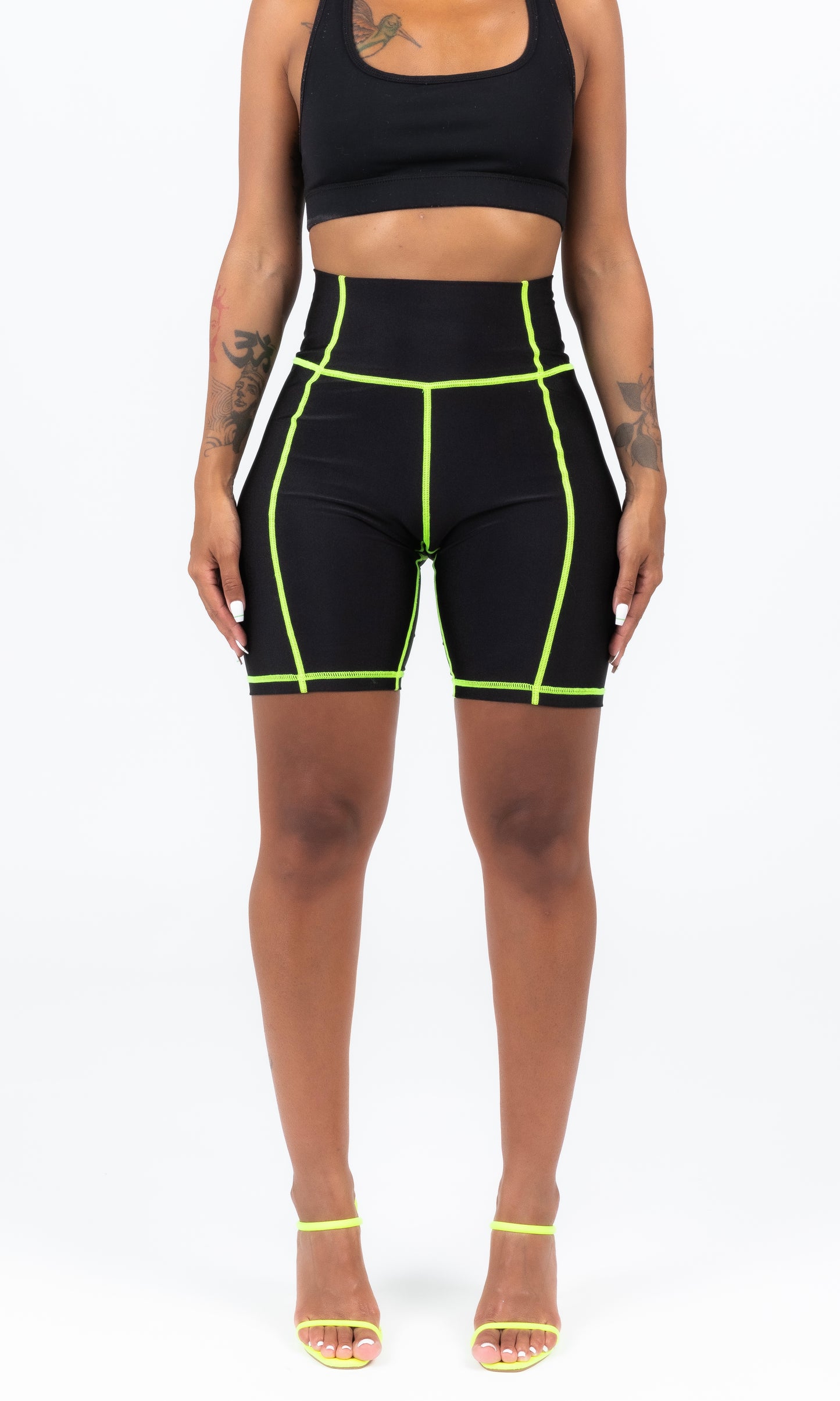 GREEN SCUBA STICHED BIKER SHORTS