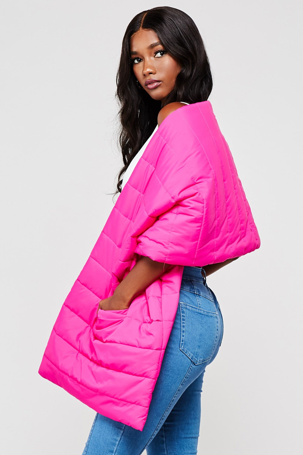 ‘ROUND THE WAY PUFFY SCARF (PINK)