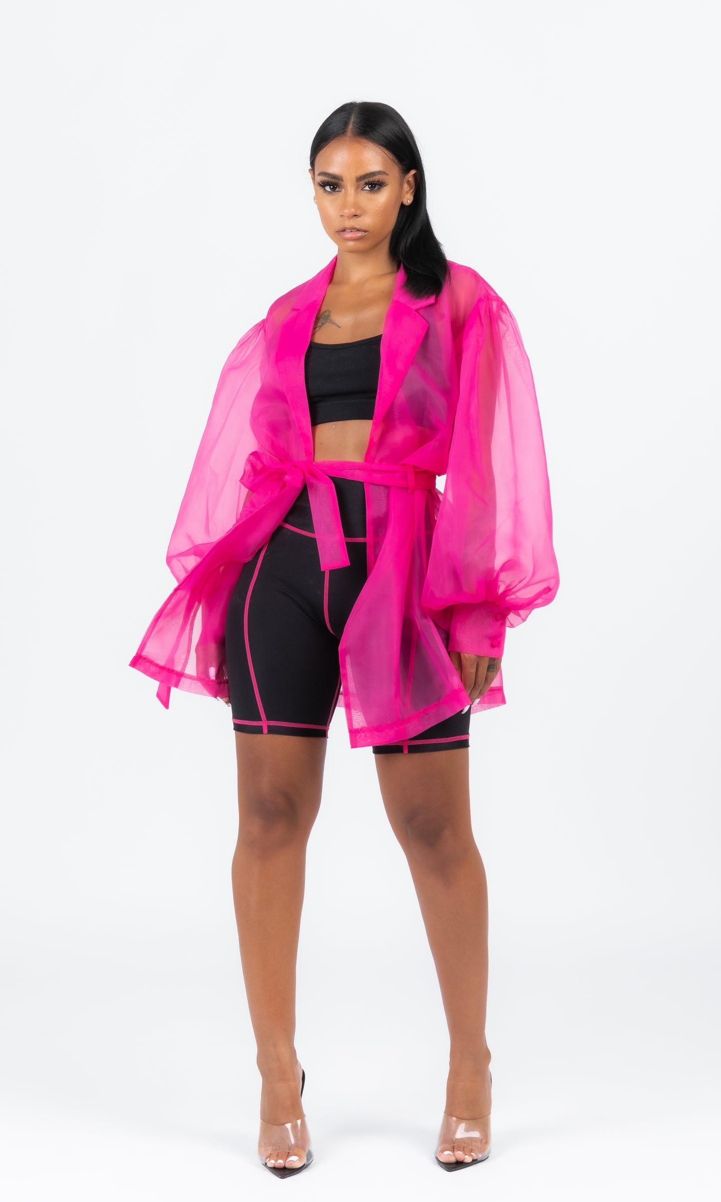 NEON PINK SO SHEER BLAZER