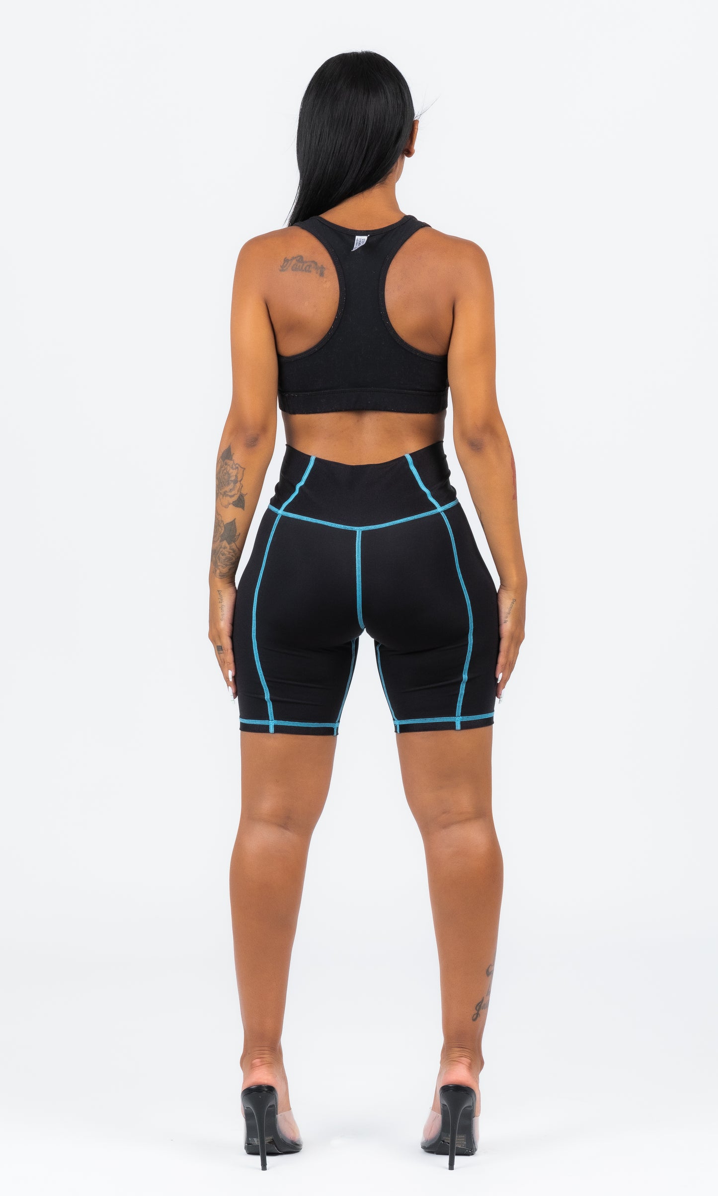 BLUE SCUBA STICHED BIKER SHORTS