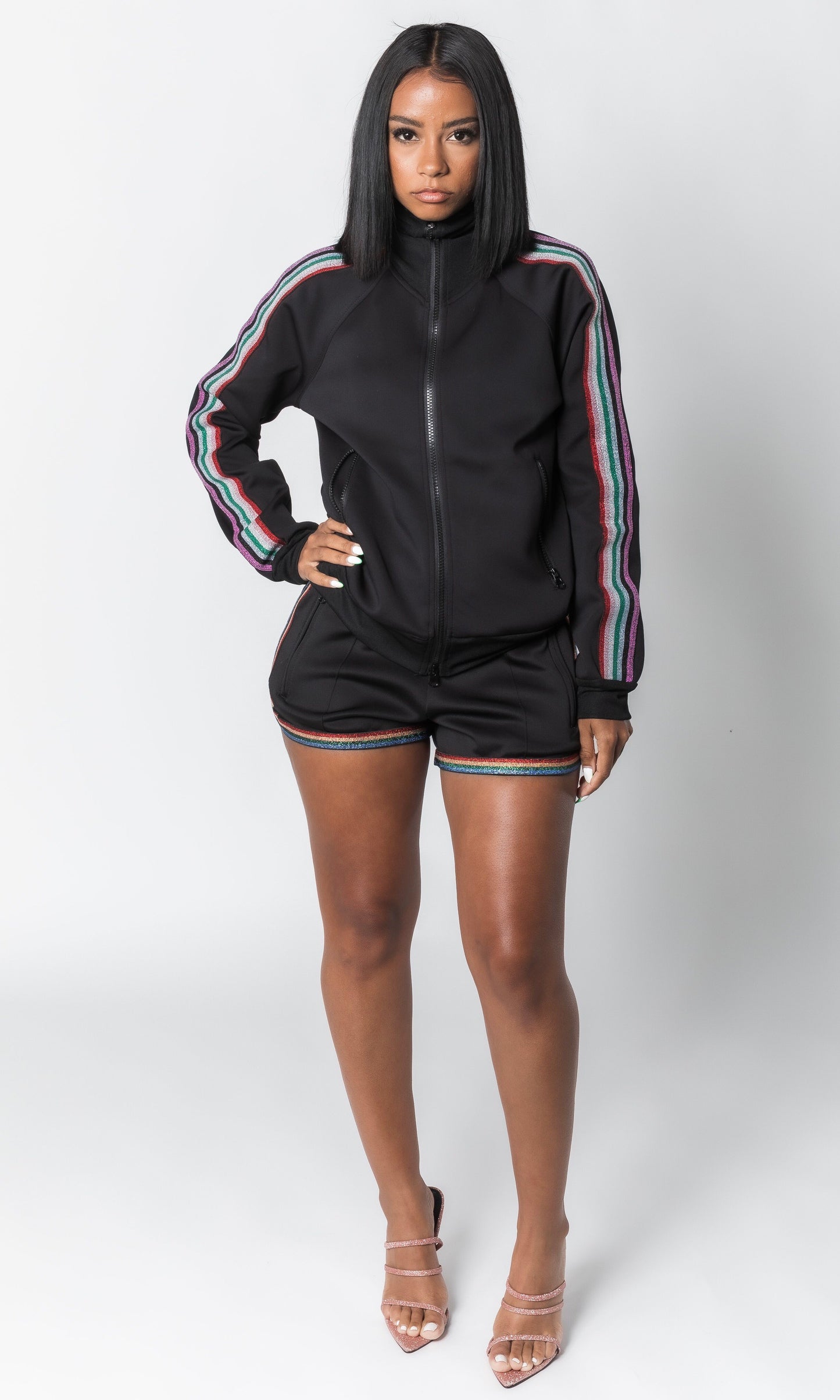 RAINBOW DOPEGIRL SHORT SET (BLACK)