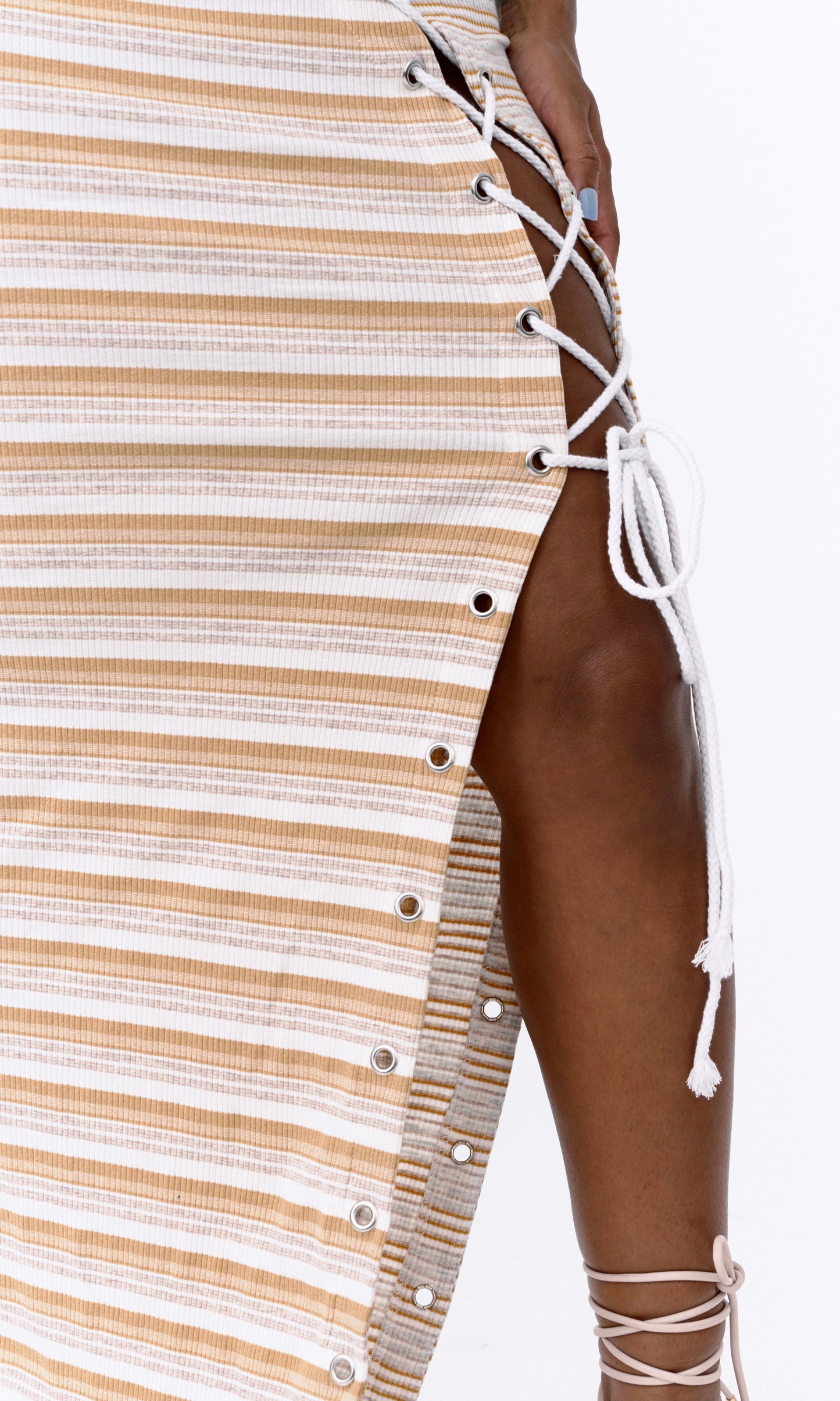 STRINGS + STRIPES DRESS (BUTTER)