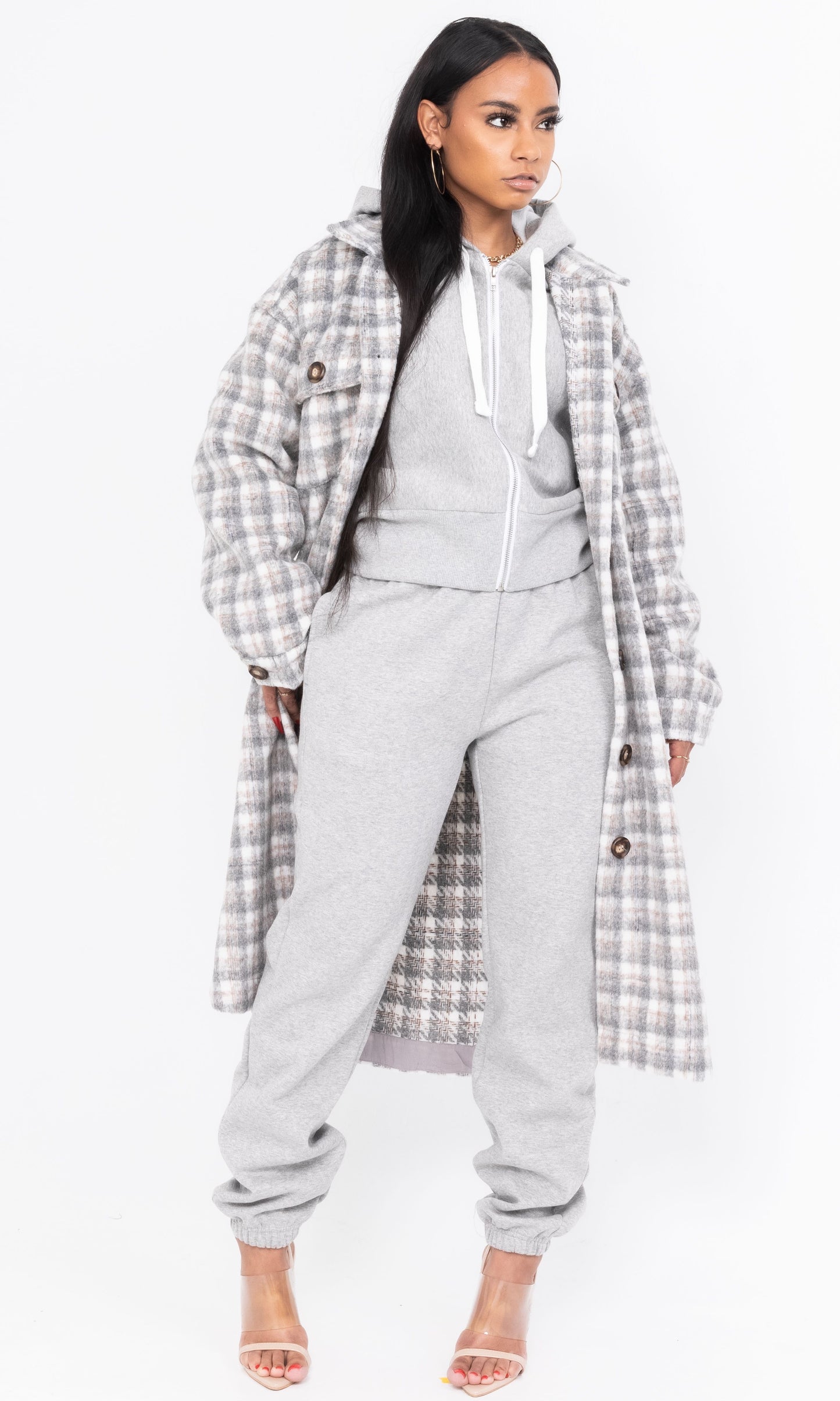 BOYFRIEND PLAID JACKET (GREY)