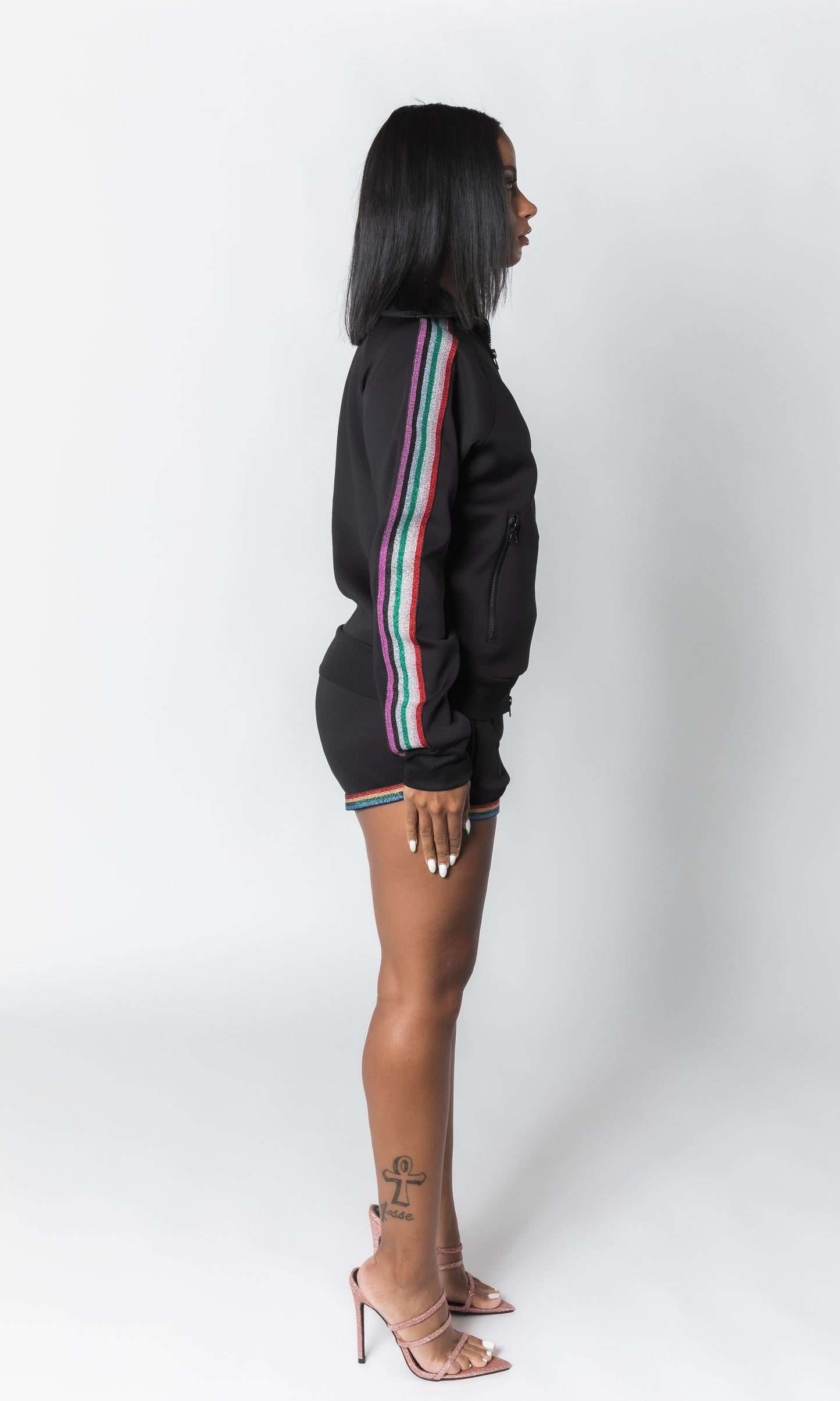RAINBOW DOPEGIRL SHORT SET (BLACK)