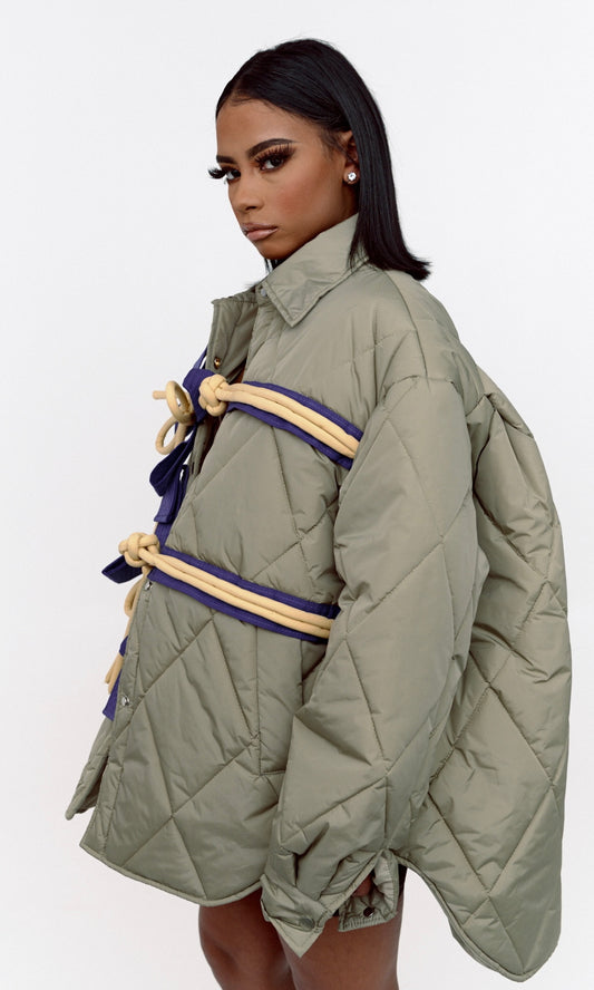 BOYFRIEND BOW JACKET (OLIVE)