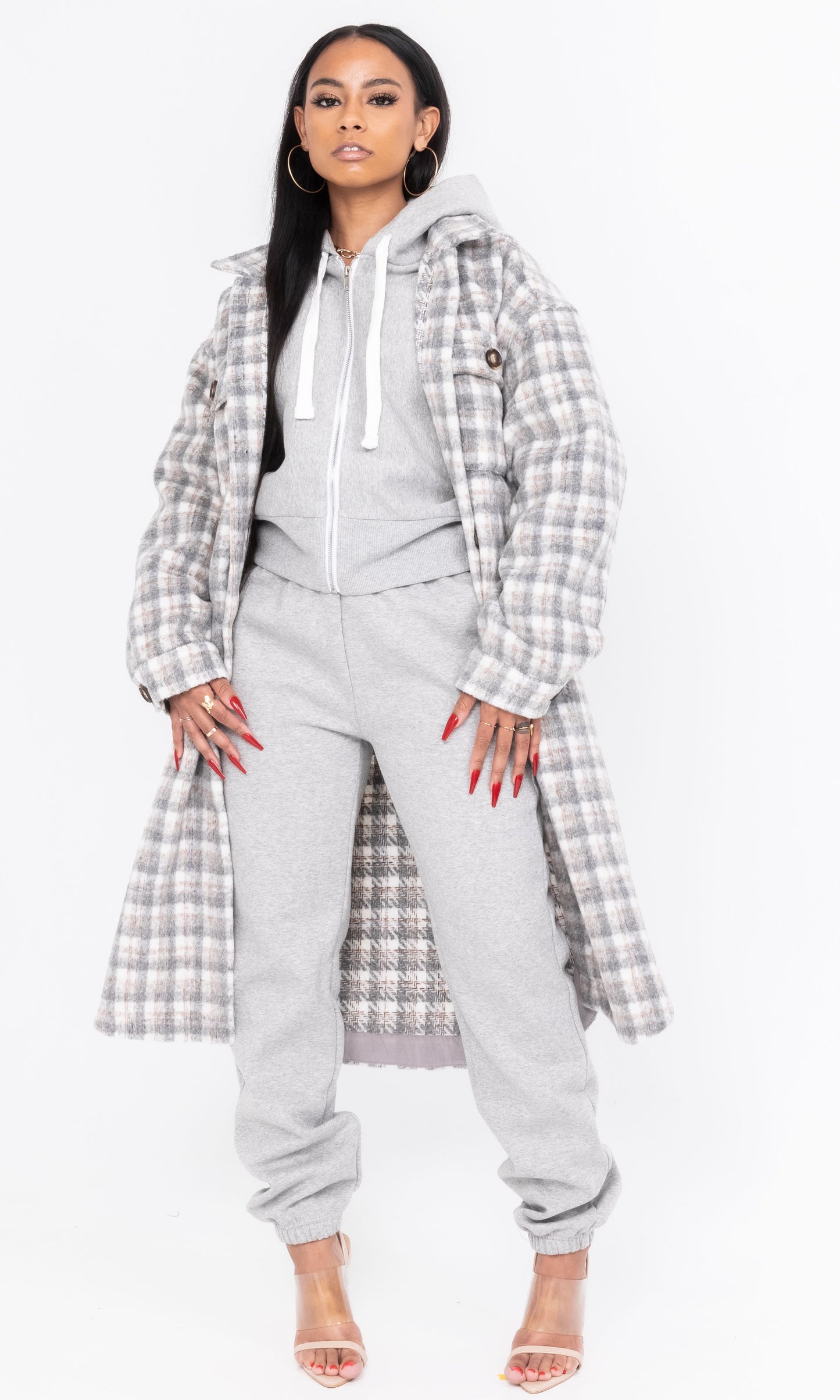 BOYFRIEND PLAID JACKET (GREY)
