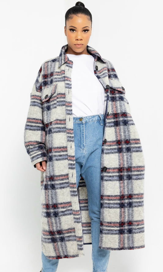 BOYFRIEND PLAID JACKET (GRY/RED)