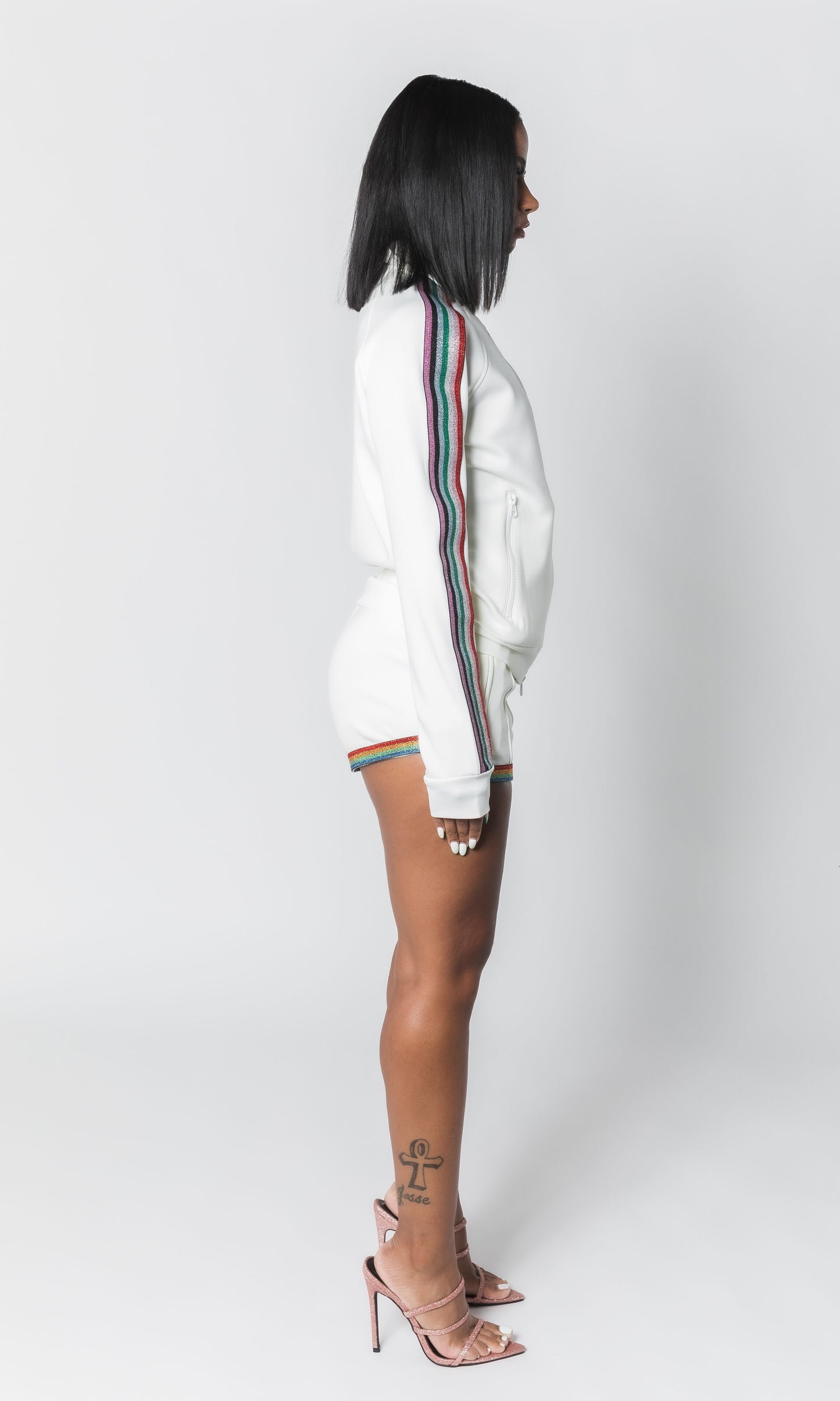 RAINBOW DOPEGIRL SHORT SET (WHITE)