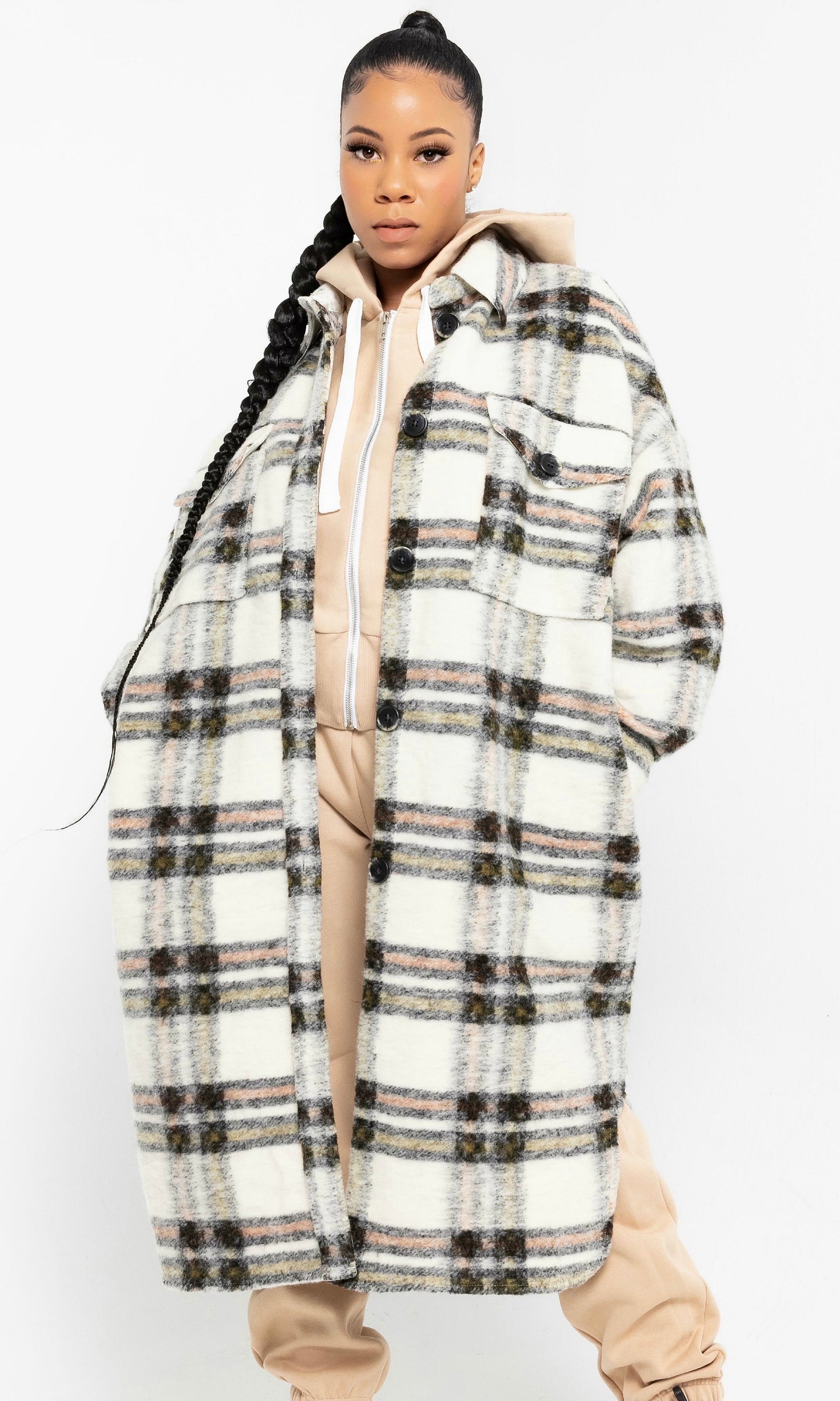 BOYFRIEND PLAID JACKET (CREAM)