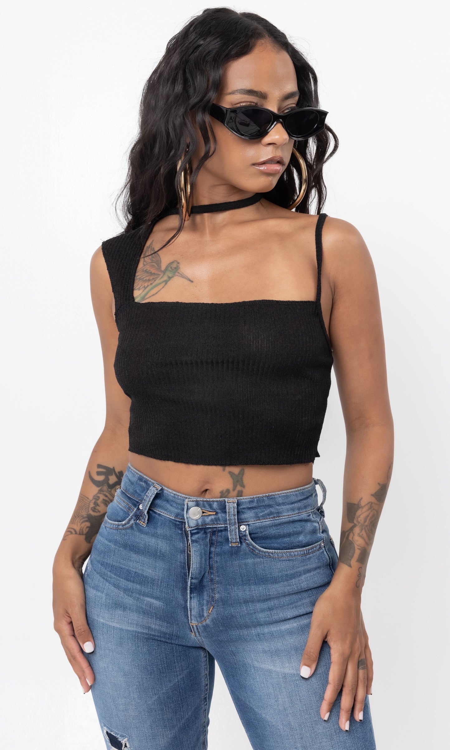 COLD SHOULDER TOP (BLK)