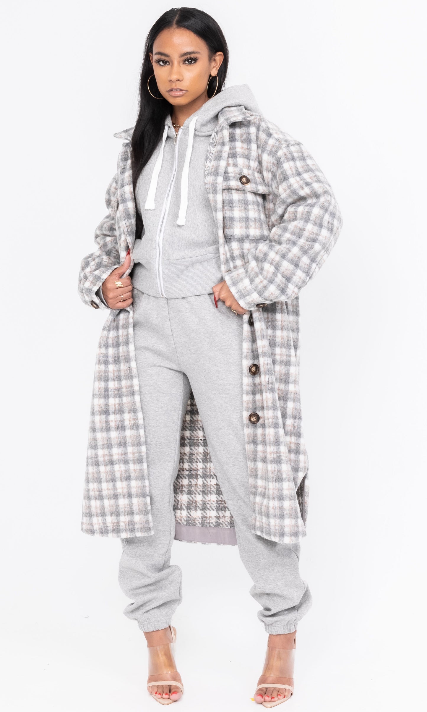BOYFRIEND PLAID JACKET (GREY)