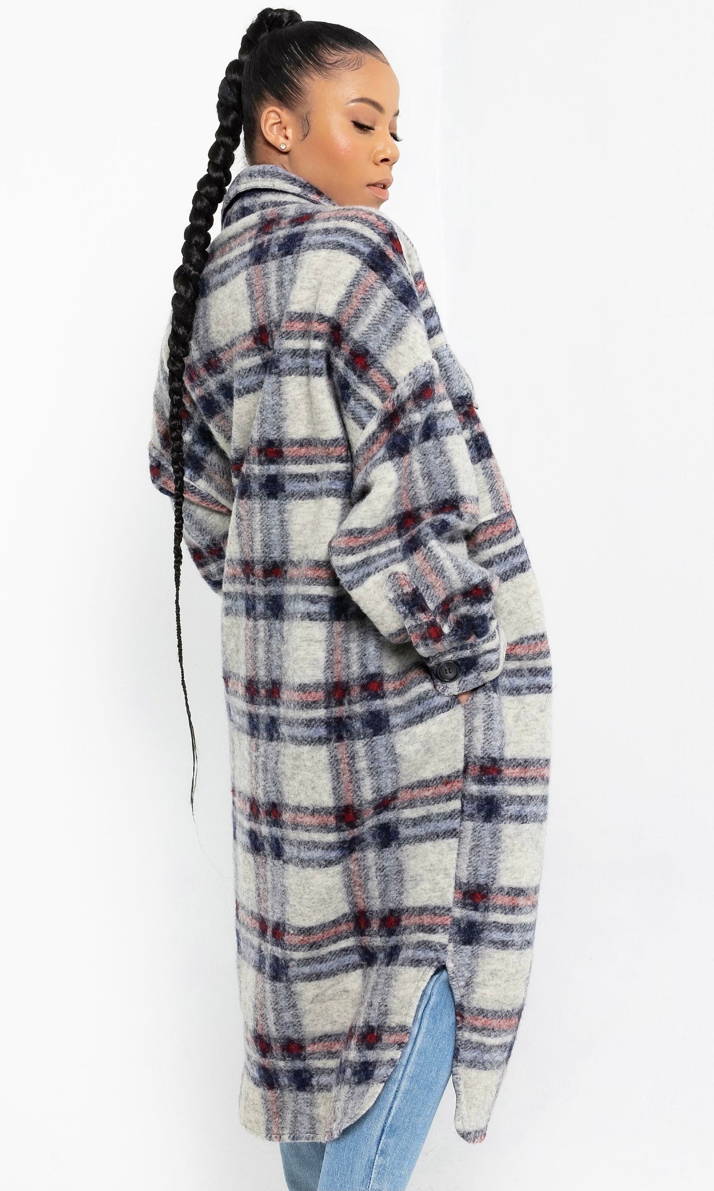 BOYFRIEND PLAID JACKET (GRY/RED)