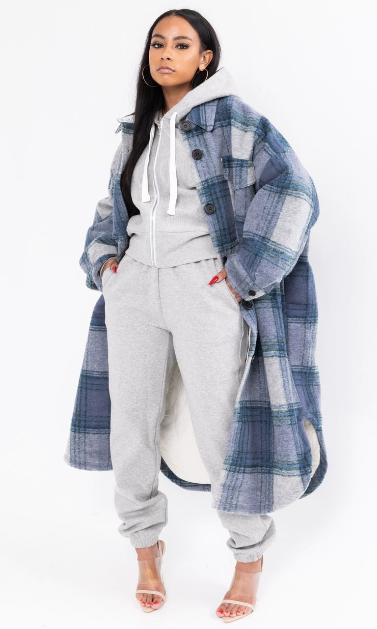 LINED BOYFRIEND PLAID JACKET