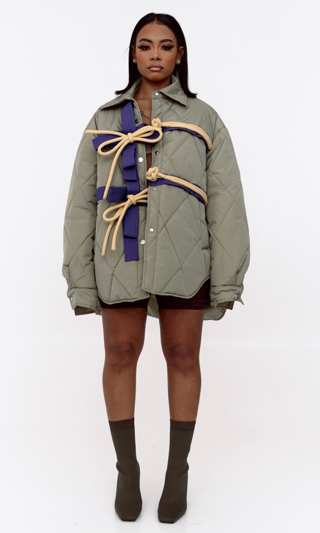 BOYFRIEND BOW JACKET (OLIVE)